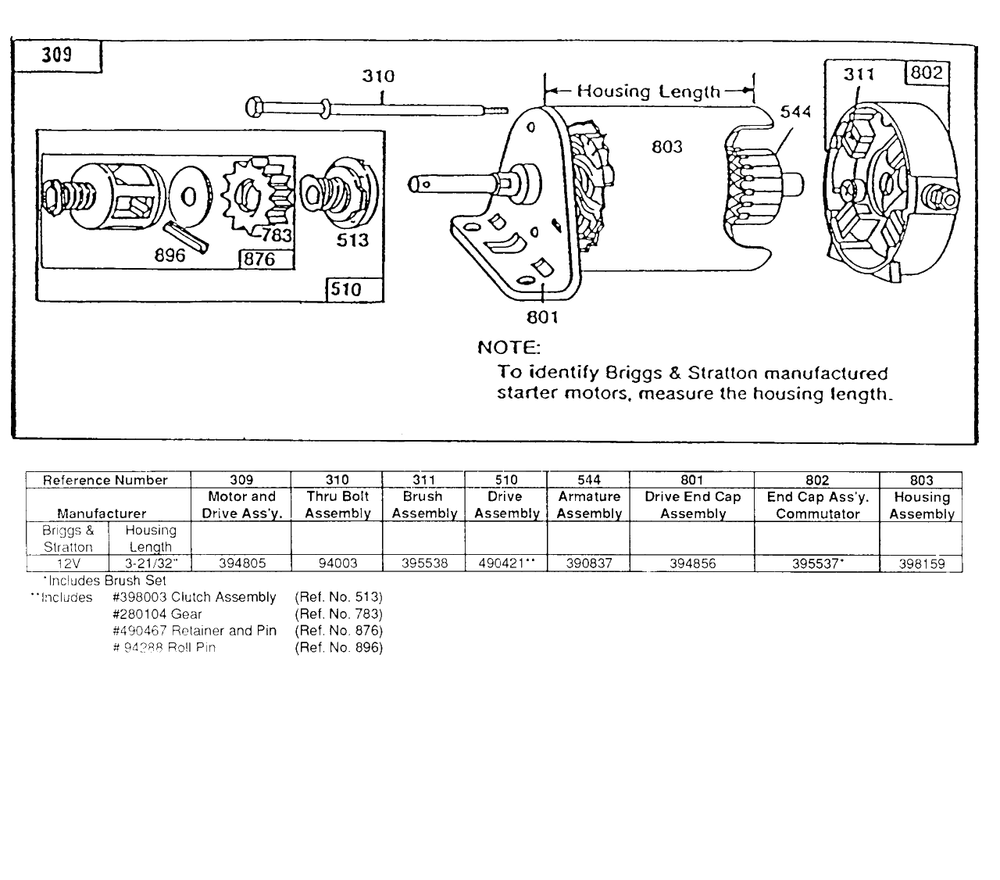 Electric Start And Chart Diagram and Parts List for 170412-2158-XX  Briggs and Stratton Engine